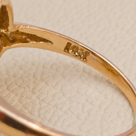 Vintage 14k Gold Rosette Ring · .25 ct Diamond + Opal Halo · Sz 6 ½ - Picture 13 of 16